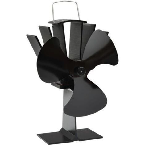 Ventilador de estufa de 3 aspas accionado por calor, color negro. (1/5)