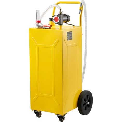 Mophorn Chariot à carburant 113,6 L, réservoir mobile avec pompe électrique, adapté aux tracteurs et équipements agricoles, en acier au carbone, équipé de 4 roues, tuyau inclus, couleur jaune (1/5)