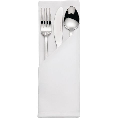 Serviettes blanches en coton bande de satin - MITRE LUXURY (1/4)
