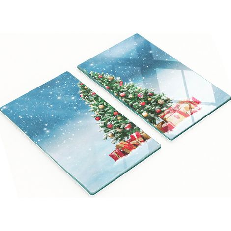 Tableros decorativos multifuncionales de vidrio templado para 谩rbol de Navidad, 2x30x52 cm.