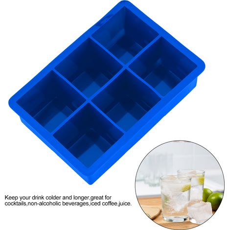 Silikon-Eiswürfelform mit 6 Fächern, Schokoladen- und Bonbonform, Küchenhelfer, dunkelblau, flexibel und wiederverwendbar (1/5)
