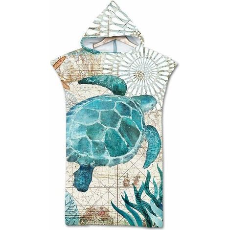 Poncho-Handtuch – Schnelltrocknende Mikrofaser – Ideal zum Surfen, Schwimmen und für den Strand – Integrierte Kapuze – Erwachsene – 75 x 110 cm (1/5)