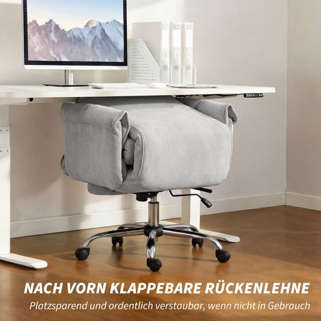 Chaise de bureau inclinable et réglable en hauteur, avec accoudoirs, repose-pieds et dossier haut, 75 x 77 x 110-118 cm, grise (1/4)
