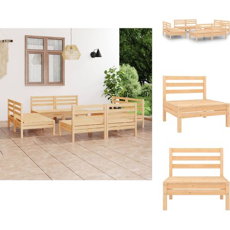 Gartenmöbel-Sets - Living 8-tlg. Garten-Lounge-Set Massivholz Kiefer (1/5)