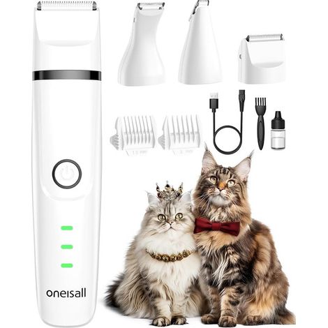 Tondeuse de précision pour chat - Kit de toilettage silencieux pour pattes, oreilles et zones sensibles (1/5)