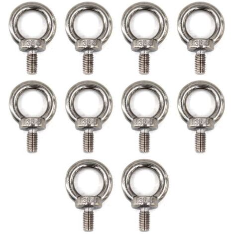 BUNTHAUS (10 Pièces) M6 Eye Bolt 304 Vis à anneau de levage en acier inoxydable (1/4)