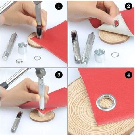 Oeillets Œillets Kit, 100 Ensembles Œillets 10 mm Œillets, Kit de réparation de bâche, Avec 3pcs Grommet Outils à Oeillet Œillets Kit pour Bâche, Tissu, Rideaux et Fabrication (1/5)