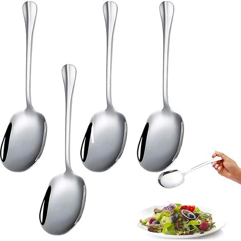 cuillères de service en acier inoxydable, grandes cuillères, cuillère à buffet, grande cuillère à salade pour dîner au restaurant et repas en famille (21 x 5,8 cm) (1/5)