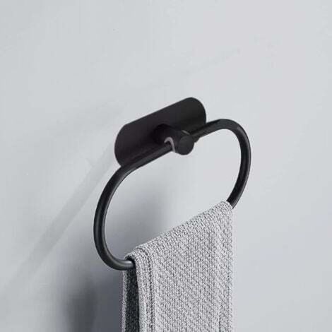 Ovaler, selbstklebender Handtuchhalter aus Edelstahl zur Wandmontage, Badezimmeraccessoires, 2 kg (Schwarz)