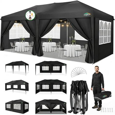 Faltpavillon 3x6m wasserdicht mit 6 Seitenwänden, UV-Schutz, stabil (1/5)