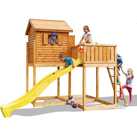 Casetta in legno bambini con scivolo Fungoo MySide gioco in legno per giardino (1/5)