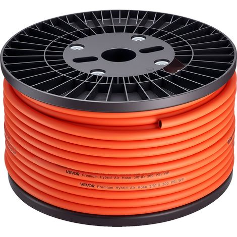Manguera de aire VEVOR, híbrida, 6,35 mm x 76,2 m, 300 PSI, 3 capas, flexible, para bricolaje en el hogar y el automóvil, flexibilidad para todas las estaciones, 3/8 de pulgada (1/2)