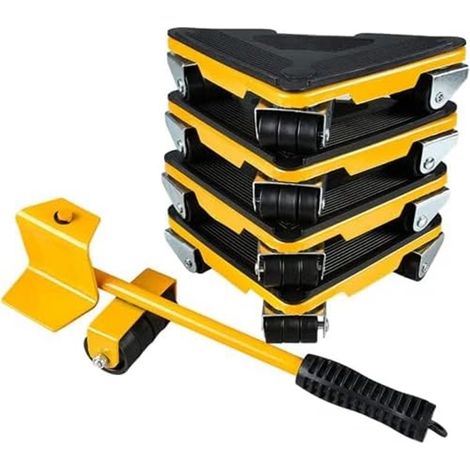 Roulettes de déménagement jaunes améliorées, 5 pièces, lève-meubles robustes (1/5)