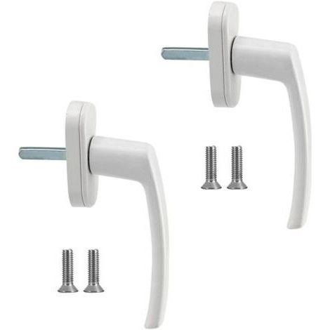 Poignées de fenêtre Poignée de fenêtre en alliage d'aluminium 2 pièces Poignée en aluminium massif Poignée de porte en aluminium blanc Compatible avec les fenêtres communes et les portes de balcon (1/4)