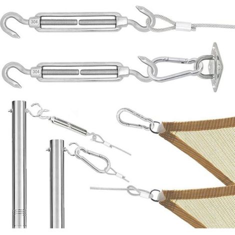 Kit de fixation pour voile dombrage cble en acier inoxydable 30 pices pour installation couleurs multiples ACCESSOIRE SERRE JARDIN (1/4)