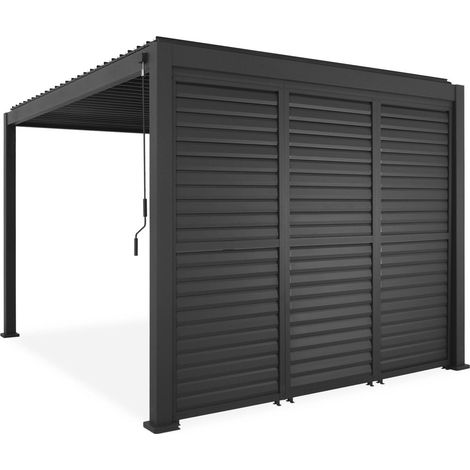Louvered pergola Triomphe 3x4m + 3 adjustable slat louvers 100cm anthracite