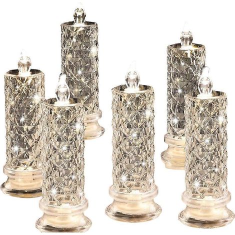 Bougies LED sans flamme Rose Shadow, lot de 6 bougies romantiques à piles, bougies piliers LED pour la Saint-Valentin (1/5)