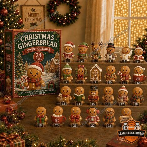 Adventskalender 2026 – 24-teilig – braun, rot, grün – Acryl – 24 Tage mit Lebkuchenmännchen-Weihnachtsfiguren – Weihnachtsdekoration – geeignet für Weihnachten und als Innendekoration (1/3)