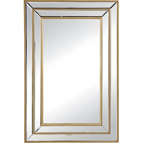 Specchio smussato Cornice in Legno d'Eucalipto H90 cm Dorato - BAKOU (1/5)