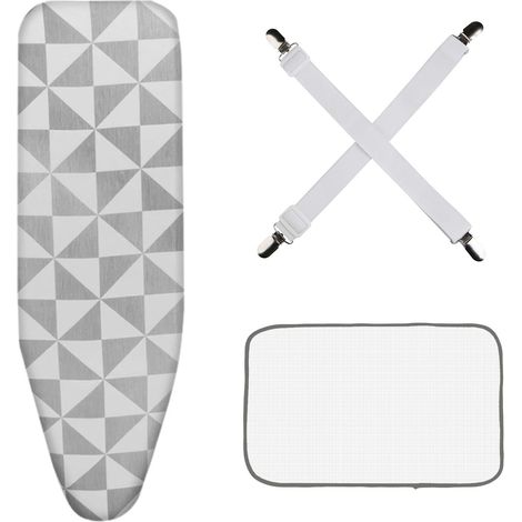 Housse de table à repasser réfléchissante la chaleur 120 x 41 cm avec serviette à repasser et pince de fixation, housse de table à repasser, housse de planche à repasser, convient pour les fers à (1/5)