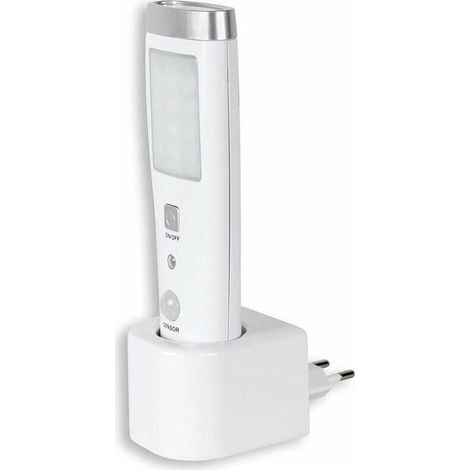 ZVD (Blanc) Lampe de poche à détecteur d'urgence Lampe de poche à détecteur de présence Détection dans un angle de 60° 15 LED Batterie rechargeable (1/4)