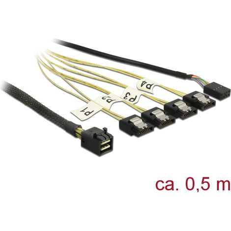 kabel mini sas hd sff-8643  4 x sata 7 pin reverse + sideband 0,5 m