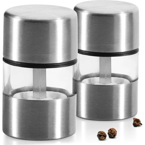 2 mini moulins à sel et à poivre en acier inoxydable avec broyeur en céramique (1/5)