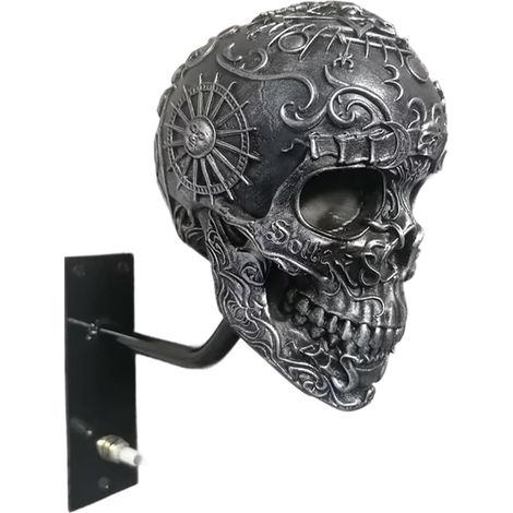 Porte-casque de moto crâne, support mural de rangement pour casque, support de crâne en résine pour manteaux, casquettes, balles de baseball et casques de rugby (1/5)