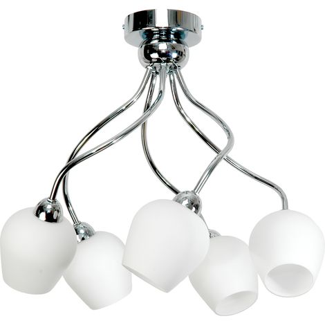 Lámpara de techo cromada con pantalla de cristal blanco Maximus 7-170