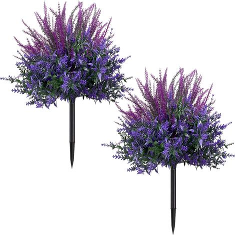 2 fiori di lavanda viola artificiali (con steli inseribili), arbusti artificiali resistenti ai raggi UV, adatti alla decorazione di esterni in giardini, cortili e verande (1/5)