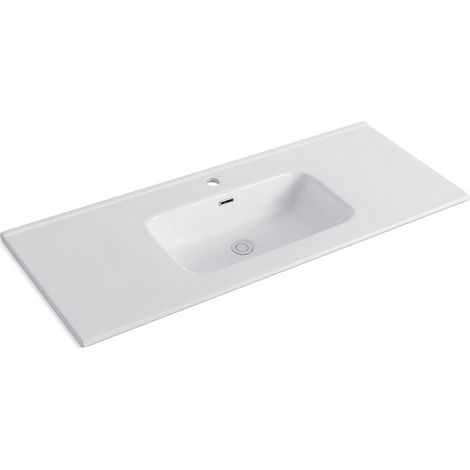Lavabo da  incasso per mobili 121 cm in ceramica bianca  Litos-K7012 kamalu