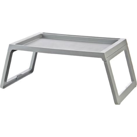 Tablette pour Lit Bureau Portable Pliable Design Rainuré avec Trou de Chargement Gris 68x35.8x27.5cm (1/5)