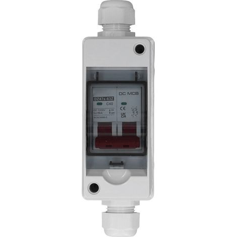 2P DC Disjoncteur 40A 1000V 6KA Capacité de Rupture DC Isolateur Interrupteur IP65 Étanche pour Système Solaire PV (1/5)
