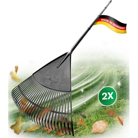 2x Novaliv Gartenpflege-Sets Laubrechen mit 4-tlg. Steckstiel