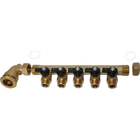 Pack collecteur sanitaire eau-froide 3/4'' (20x27) 4 départs mâle 1/2'' (15x21) alimentation PEHD Ø25 (1/3)
