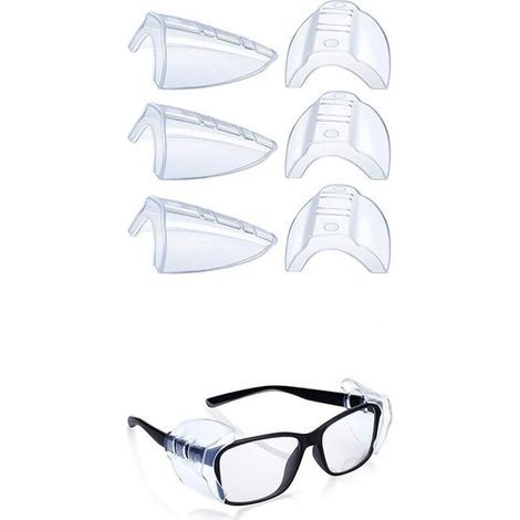 Protections latérales pour lunettes de sécurité, 3 paires de lunettes de sécurité transparentes et flexibles, adaptées aux lunettes de 12 mm et plus