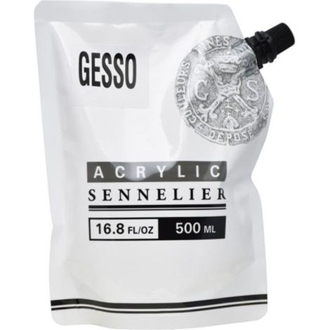 Gesso - Blanc - Apprêt pour peinture acrylique - Sennelier - Sachet de 500ml