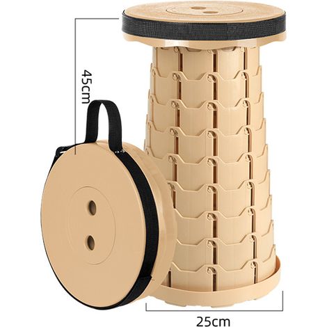 Tabouret pliant rétractable — Siège rond portable pour l'extérieur : maison, pêche, camping et files d'attente