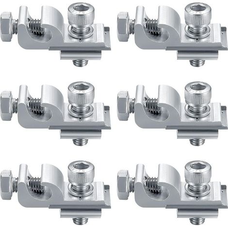 6 Pièces Clips de Mise à Terre de Panneau Solaire Standard, Kit de Fixation pour Système de Montage Solaire, Pinces de Support de Montage Cosses de Mise à Terre de Fixations de Panneau Solaire (1/5)