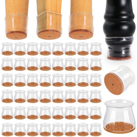 Pack of 40 silicone chair leg protectors, round felt floor protectors, scratch-free, suitable for chair legs from 22 to 33 mm