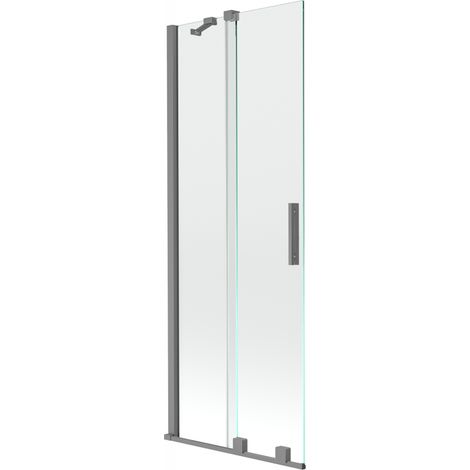 Mexen Velar paravento per doccia a 2 ante scorrevole 75 x 150 cm, trasparente, gun metal - 896-075-000-01-95 (1/2)