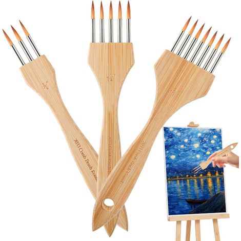 12 pinceaux artistes, pointe fine pour aquarelle et gouache, multi-surfaces, idéal débutants et professionnels (1/5)