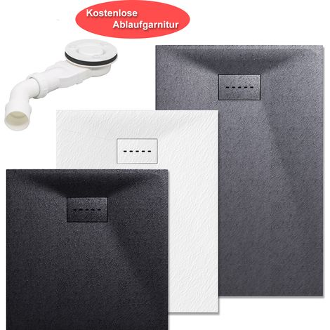 SONNI Design Duschwanne Duschtasse Flach aus SMC Brausewanne Super Flache 100 x 80 cm,Weiß,mit Ablaufgarnitur,Antirutsch (1/5)