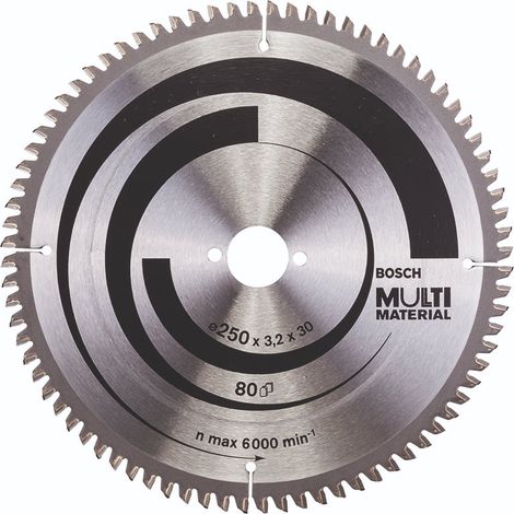 BOSCH DISCO SIERRA MULTIMATERIAL PARA SIERRAS INLGETADORAS Diámetro disco x eje (mm) 250x30 Número de dientes 80