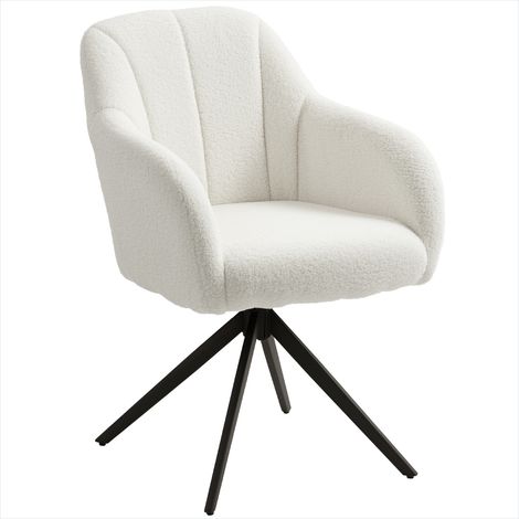 Banc de salle à manger Fauteuil pivotant blanc capitonné (1/5)