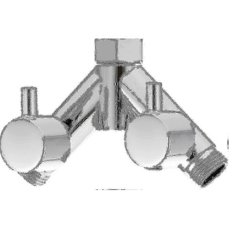 Robinet d'arrêt de douche en laiton, collecteur en Y à deux voies, compatible avec les flexibles et les pommeaux de douche de 1/2 pouce, chromé. (1/5)