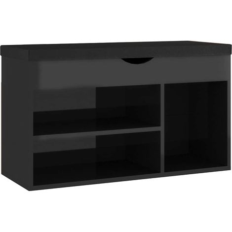 Schuhbank mit Kissen Hochglanz-Schwarz 80x30x47cm Holzwerkstoff vidaXL