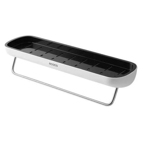 Étagère de rangement pour salle de bain Coco italienne, entièrement noire assortie, avec porte-serviettes, fixation murale non perforée, étagère de rangement multifonctionnelle pour bonde. (1/5)