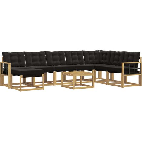 Set di divani da esterno 9 pz Bianco e Nero vidaXL (1/5)
