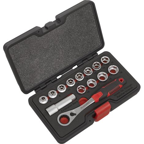 Sealey Go Through Low Profile Socket Set 14pc WallDrive Metric AK6926
